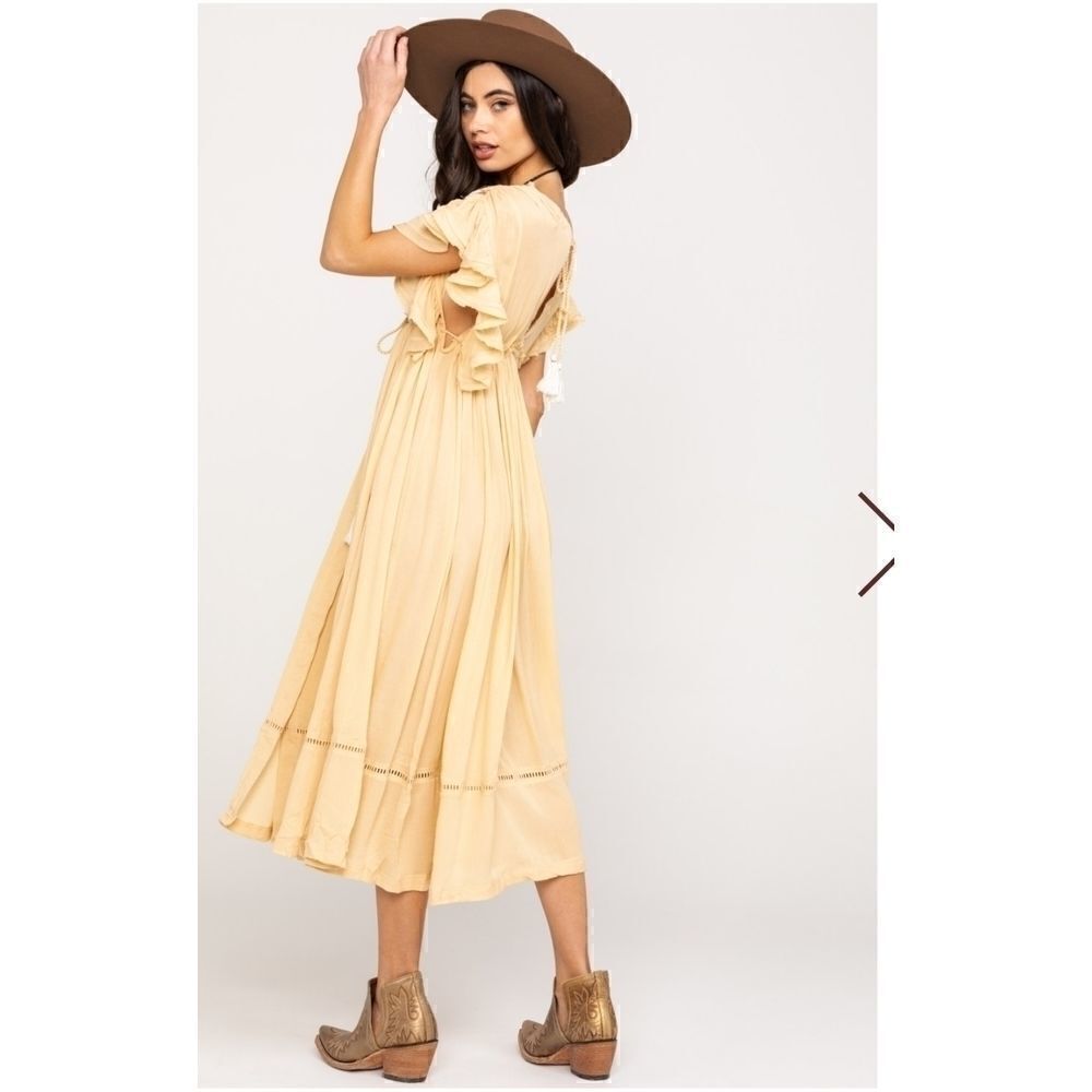 Free People Wait For You Midi Dress Natural Size S - Picture 4 of 9